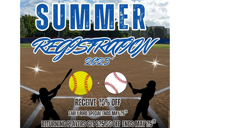 Register for Summer 2025 Softball and Baseball Today!